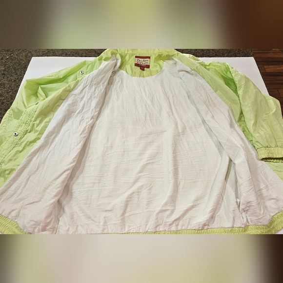 Tudor Court by Haband Vintage Green Nylon Jacket Snap Front Women's Size L READ - Picture 10 of 12